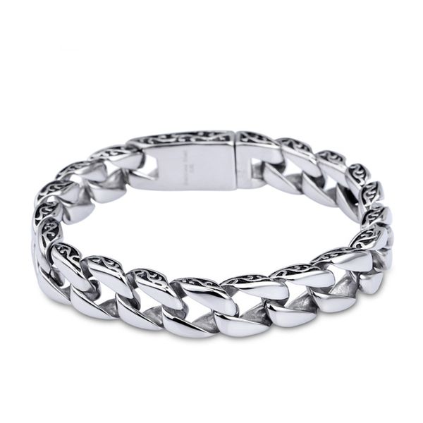 

new stainless steel men's charm bracelets retro mens bracelets 2019 cool male biker jewelry accessory, Golden;silver