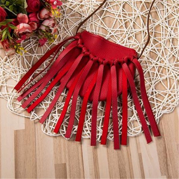 

lovely children one shoulder tassels coin purse cute girl messenger kids baby bag fashion children's tassel diagonal package new