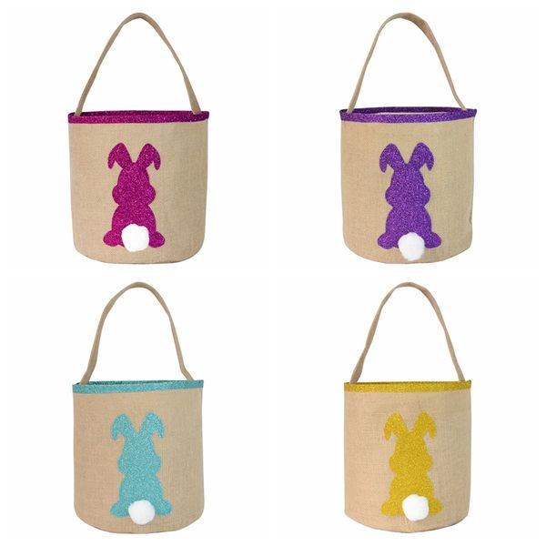 

easter bunny tote bag 4 styles egg hunting bag easter basket jute cotton easter bucket decoration party gift bag, Black