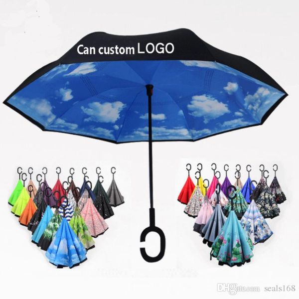 

56 tyle folding rever e umbrella double layer c handle umbrella inverted long handle windproof rain car umbrella gift hh7 1950