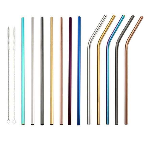 

stainless steel straws metal straws colorful 8.5"/ 9.5" /10.5" bent and straight reusable drinking straws vt1021