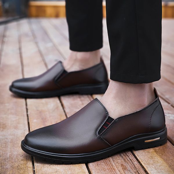 

mens genuine leather walking shoes driving loafers men shoes business italian man male flats footwear 38-48, Black