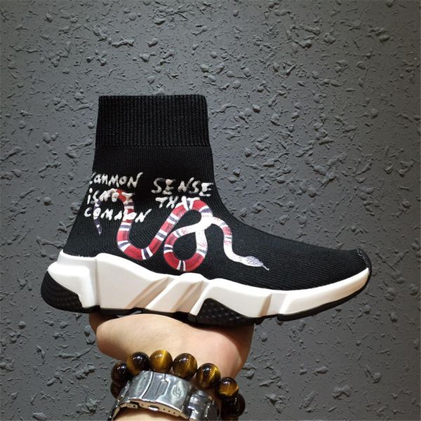 

luxury sock shoes casual shoe speed trainer sneakers speed trainer sock race runners graffiti women luxury shoe black