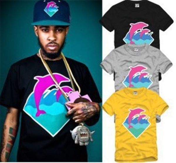 

couple tee pink dolphin o-neck dolphin print t shirt hip hop clothes big bang 6 color 100% cotton, White;black