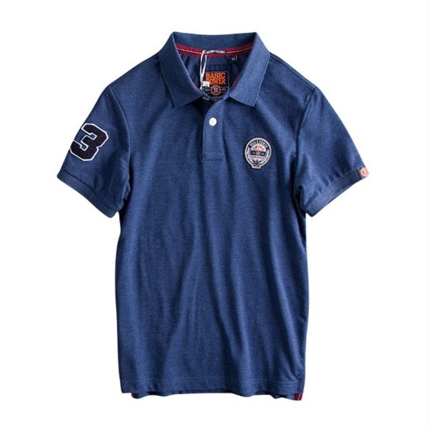

Summer Mens Polo Shirt Europe and America Simple Embroidery Standard Water-washing Cotton Short Sleeved Male Polo Shirt