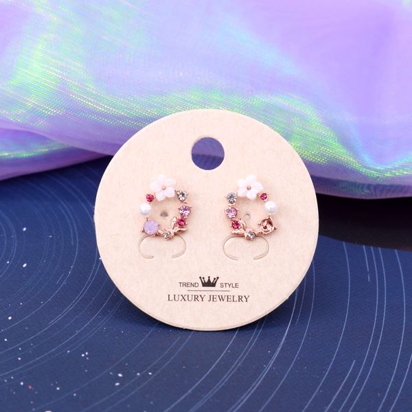 

100шт 5 * 5см круглых бумаги мило stud серьга handtag карты таможенной стоимости логотипа дополнительных аксессуары ювелирных изделий показа, Pink;blue
