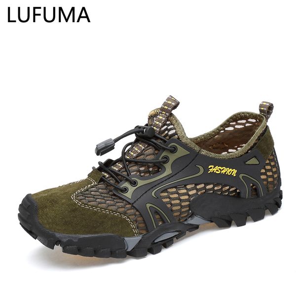 

2019 men's summer breathable hiking shoes male cutout men's shoes movement outdoor leisure sandals mesh breathable, Black
