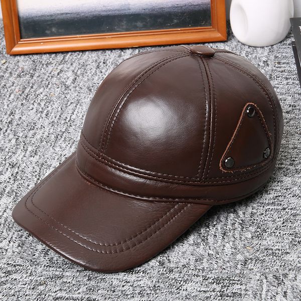 

baseball hat man cowhide peaked cap outdoors sun hat really leather, Blue;gray