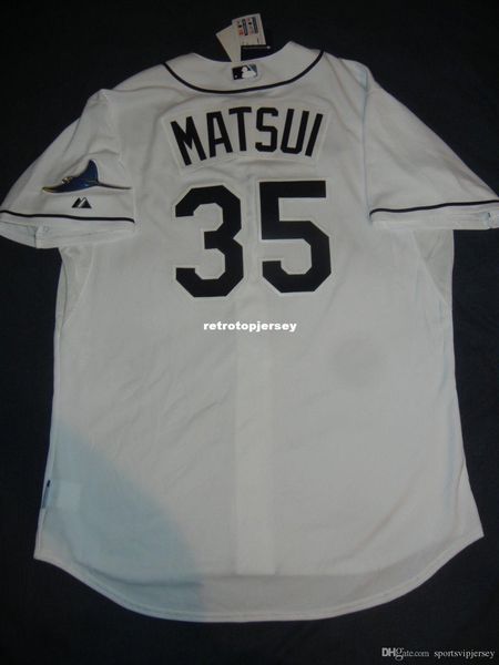 

retro #35 hideki matsui majestic tampa bay white jersey a's mens stitched baseball jerseys, Black;blue