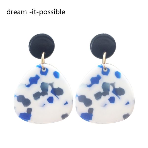 

dream-it-possible elegant charm big geometric korean statement new arrival druzy unique resin acrylic earrings for women 2020, Golden