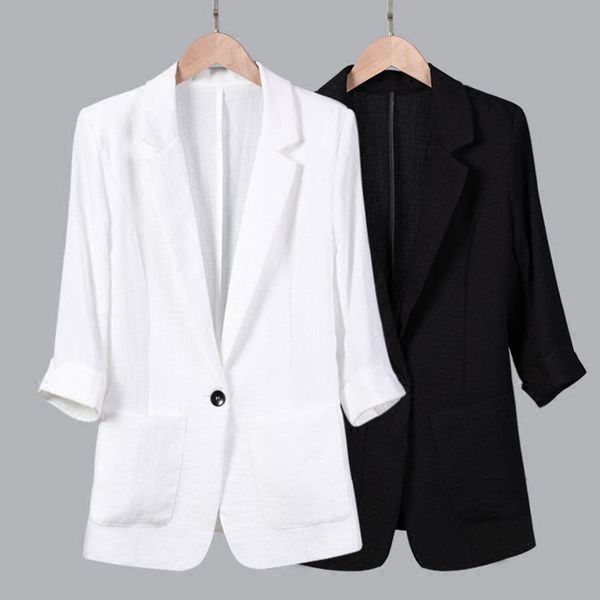 

plus size 7xl spring summer thin blazer women casual white black women blazers and jackets fashion suit jacket outerwear c5365