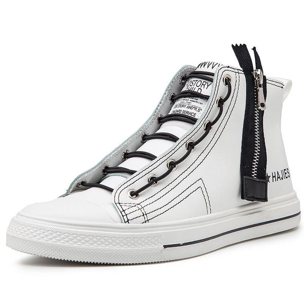 

european men's high-shoes, zipper shoes, men's casual shoes, joker fashion neutral platform shoes 2020 new, Black