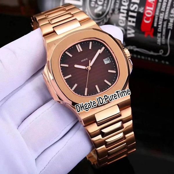 

new classic 5711 / 1a rose gold brown texture коммутируемого 40мм a2813 автоматические мужские часы спортивные часы из нержавеющей стали 6 ц, Slivery;brown