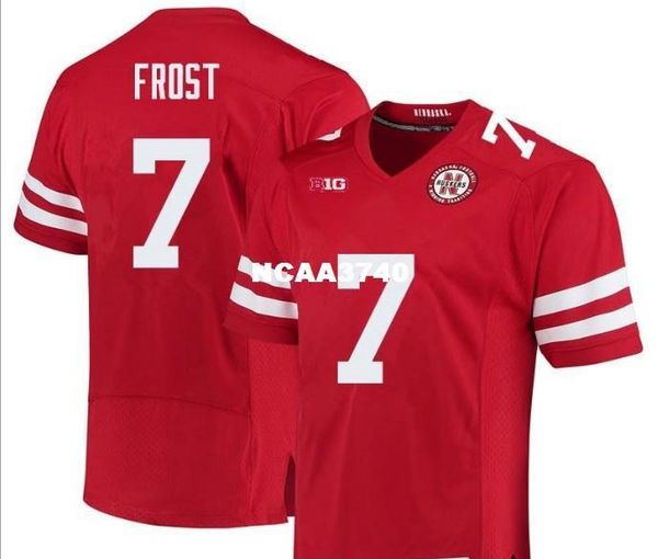 

women nebraska cornhuskers scott frost #7 ladies real full embroidery college football jersey size s-4xl or custom any name or number jersey, Black;red