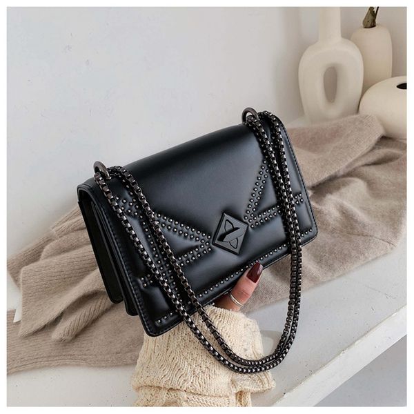 

rivet chain small crossbody bags for women 2020 shoulder messenger bag lady luxury pu leather lady handbags female