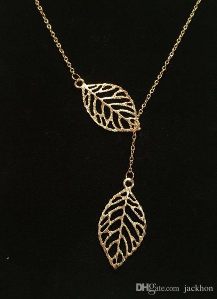 

10pcs- n024 дважды природа листьев ожерелья завод lariat листьев ожерелье бортевое опавших листьев ожерелье для дам женщин, Silver