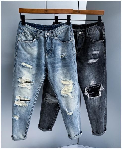 

ah0261 fashion men's jeans 2020 runway european design party style men's clothing, Blue