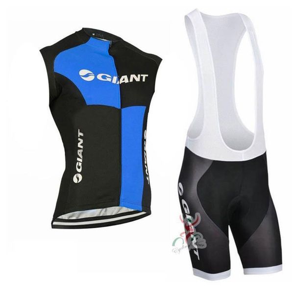 

giant team cycling sleeveless jersey vest bib shorts sets breathable racing bicycle cycling clothing n03029020, Black;blue