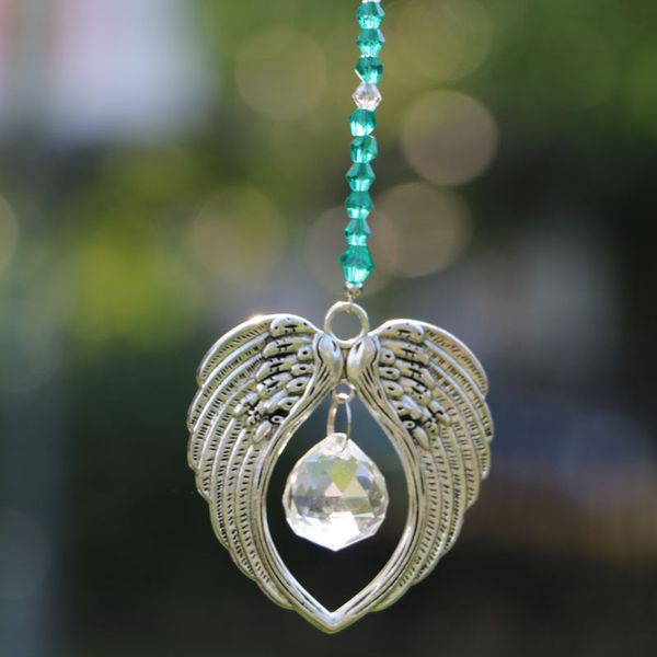 

5pcs glass crystal angel wing pendant hanging suncatcher ball prism rainbow maker car rear view mirror charms