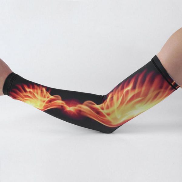 

1 pair ice fabric breathable uv protection running arm sleeves 3d printing outdoor riding elbow pad sport arm warmers, Black