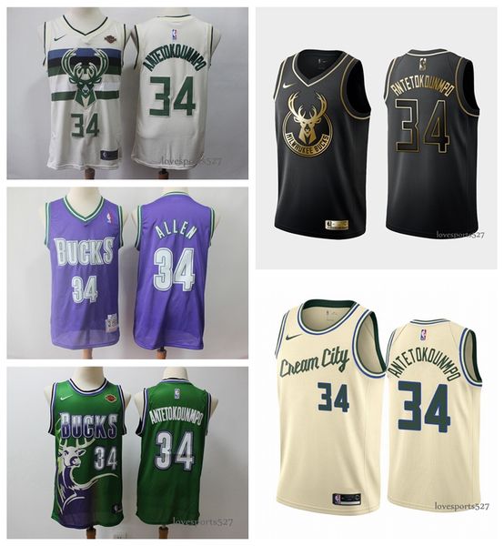 

Мужская майка Milwaukee Bucks Ray 34 Allen Giannis 34 Antetokounmpo баскетбольные шорты баскетбольные майки 415 103