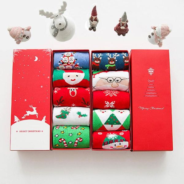 

1 pair christmas socks men women elastic cotton sock cartoon animal christmas tree snow elk gift socks dropshipping, Black