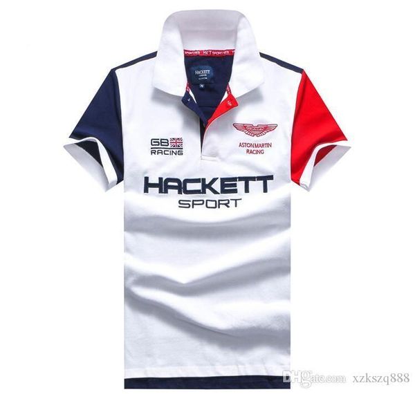 

новый hackett сплошной цвет мужской с короткими рукавами футболки и отворот рубашки поло для мужчин тонкий корпус весной 2019 года, White;black