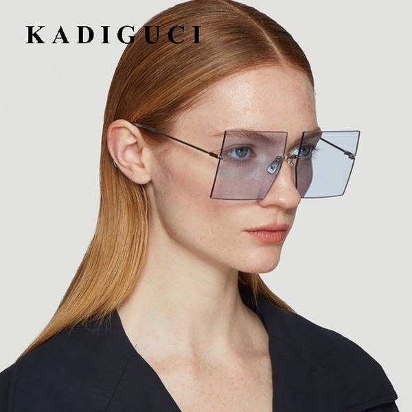 

kadiguci крупногабаритные rimless площади солнцезащитные очки женщины модные дамы ретро солнцезащитные очки sexy красный коричневый тонирова, White;black