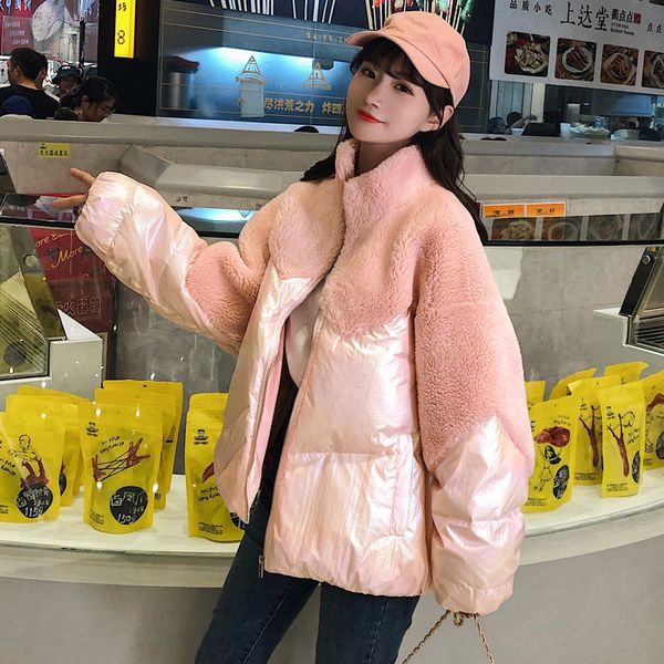 

2010 winter lamb wool patchwork short jackets fashion female winter jacket women parkas warm casual overcoat jacket parkas, Black