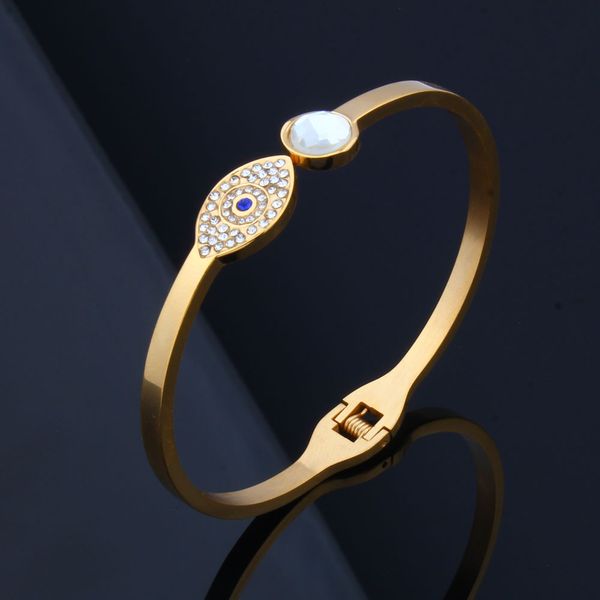 

oufei stainless steel cuff bracelets for women evile eye bracelets bangles jewelry fashion bangle charm luxury jewelry, Black