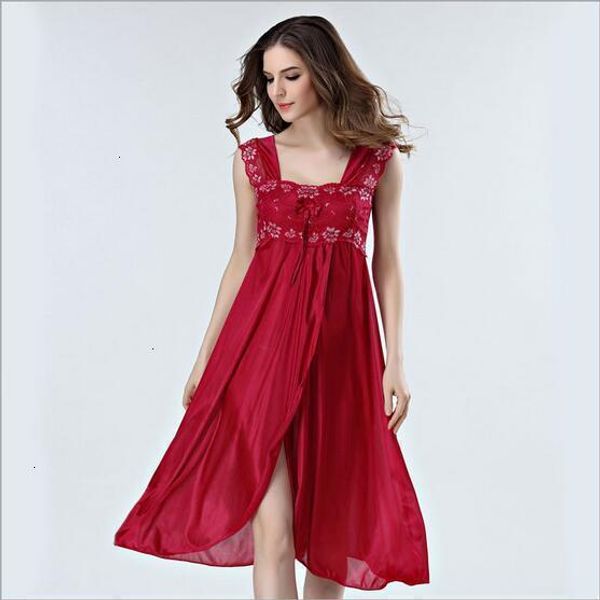 

femme lingeries womens sleepwear dress summer 2019 lace lingerie women nightwear silk gowns satin nightgown sleepwear red black pink q134, Black;red