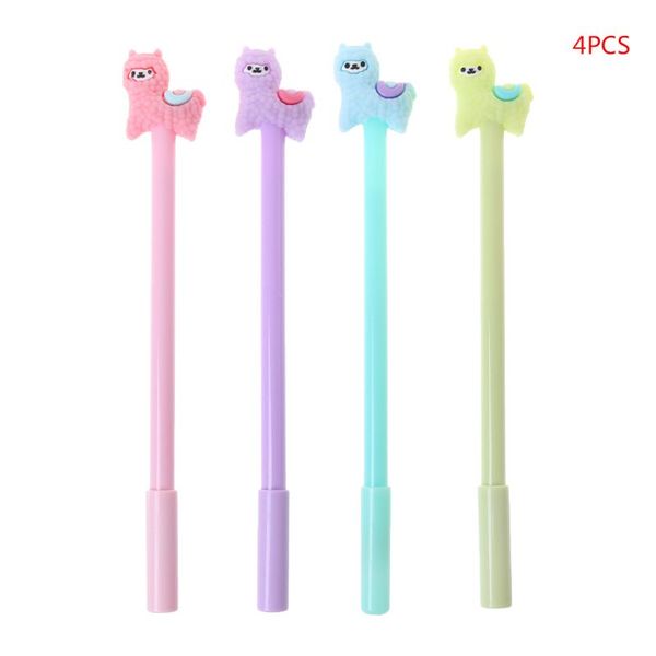 

4pcs cartoon alpaca sheep gel pen black ink 0.38mm lovely kids student office stationery school supply