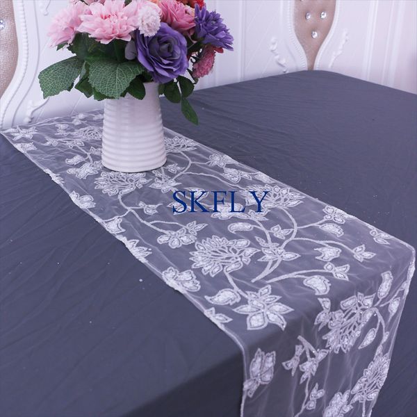 

ru043a new skfly 2019 home birthday party wedding glitter flower table runner with sequin