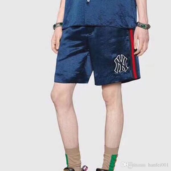 

19ss ny шелковый sweatshort сатин классический шорты street скейтборд hip hop мода повседневная открытый шорты летние брюки сделано в италии, White;black