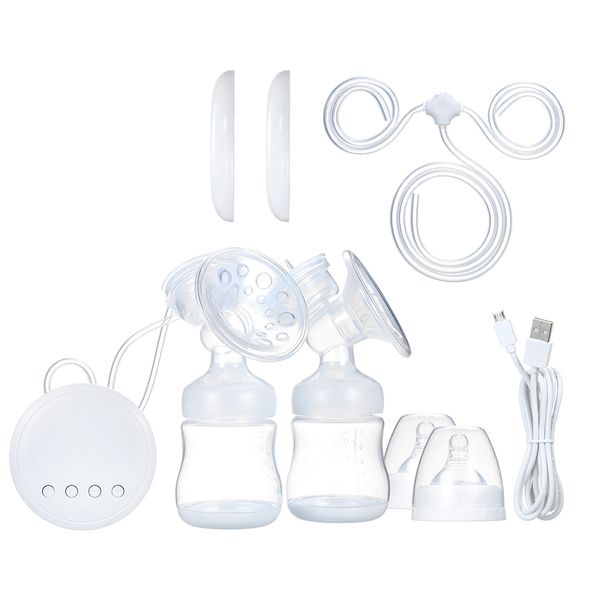 

2020 double electric breast pump bpa-lightweight dual mode of massaging & pumping 9 suction levels milk breasting pumping, White