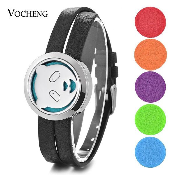 

essential oil diffuser locket bracelet stainless steel double leather animal without felt pads va-713, Golden;silver