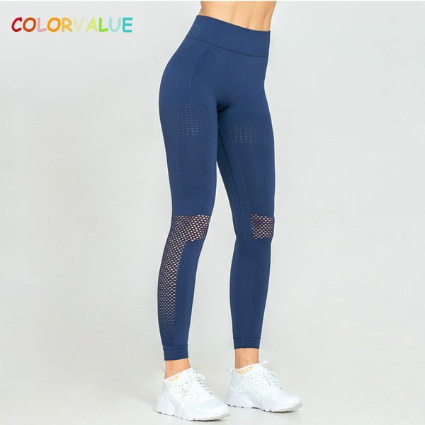 

colorvalue seamless compression sport tights women breathable holes fitness jogger tights quick dry yoga workout leggings s-xl, White;red