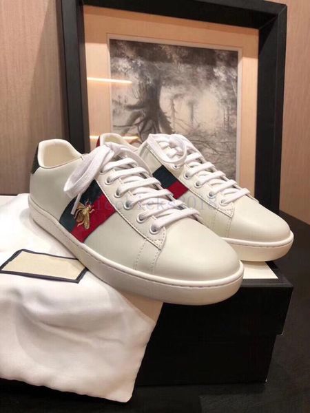

2019 luxury designer men women sneaker casual shoes low italy brand ace bee stripes shoe walking sports trainers chaussures pour hommes, Black