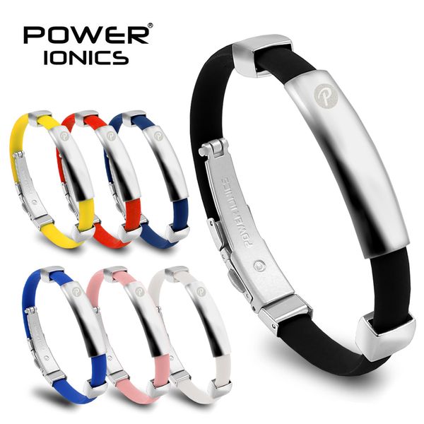 

power ionics antifatigue power fitness sports silicone magnetic ions balance tourmaline charms bracelet wristband bangles, Golden;silver