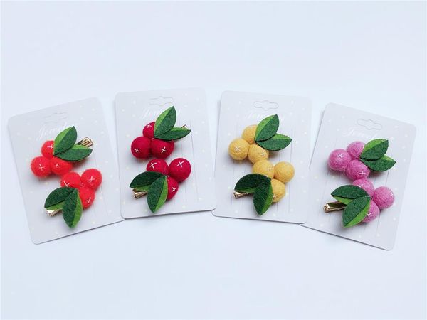 

boutique 4sets fashion cute felt pom pom hairpins solid cartoon orange hair clips princess headwear ins fairy hair accessories, Slivery;white