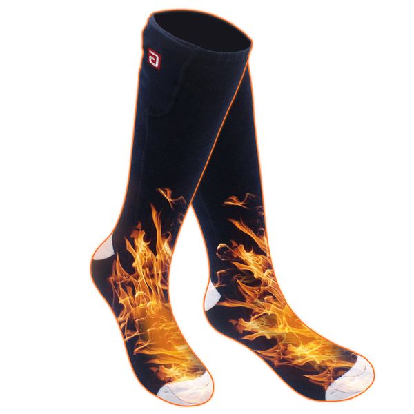 

2.4v heated socks for chronically cold feet cold winter keep warming cotton women and men 's outdoor socks, Black