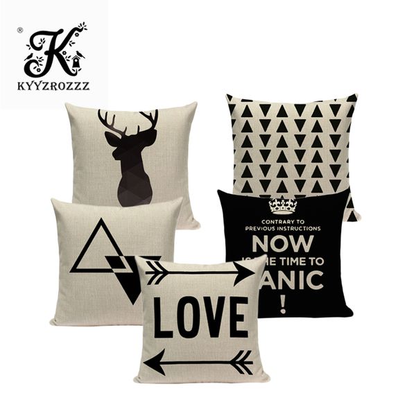 

geometric cushion cover nordic style letters black white printed cushion case stripe home sofa decorative pillow cases almofadas