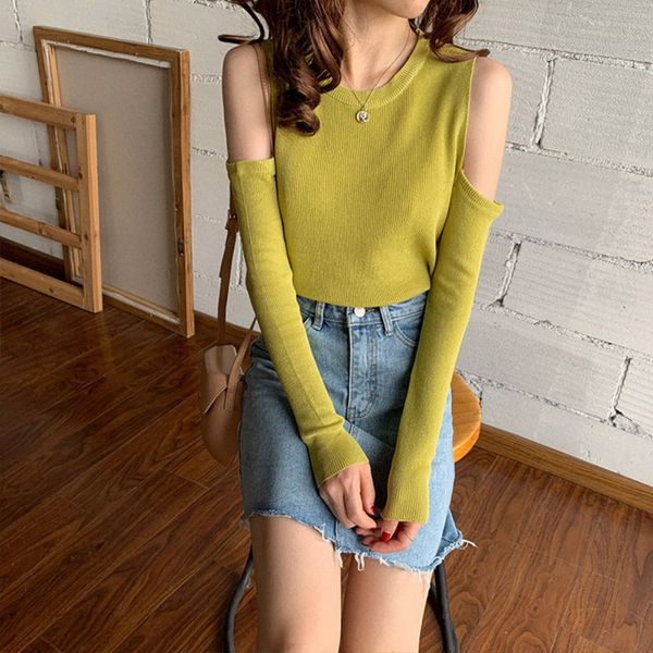 

women sweater autumn winter solid slim long-sleeved bottom knit off-the-shoulders pullover korean jumpers, White;black