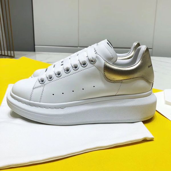

fashion platform men's and women's shoes wild vintage luxury white shoes women's thick casual shoes reflective leather sneake, Black