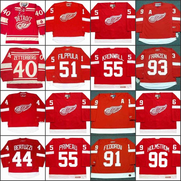 

detroit red wings 40 henrik zetterberg 44 todd bertuzzi 51 valtteri filppula 55 keith primeau 55 niklas kronwall 91 sergei fedorov jersey, Black;red