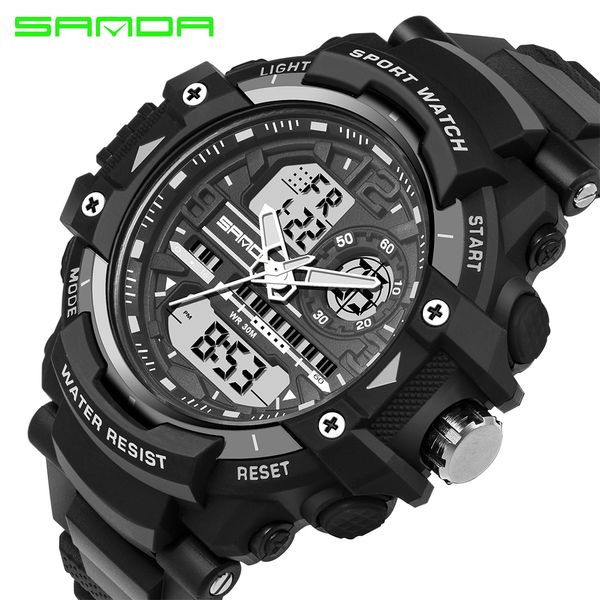 

sanda 740 fashion waterproof sport watch men camping diving military wrist watches geneva clock for male saat relogio masculino, Slivery;brown
