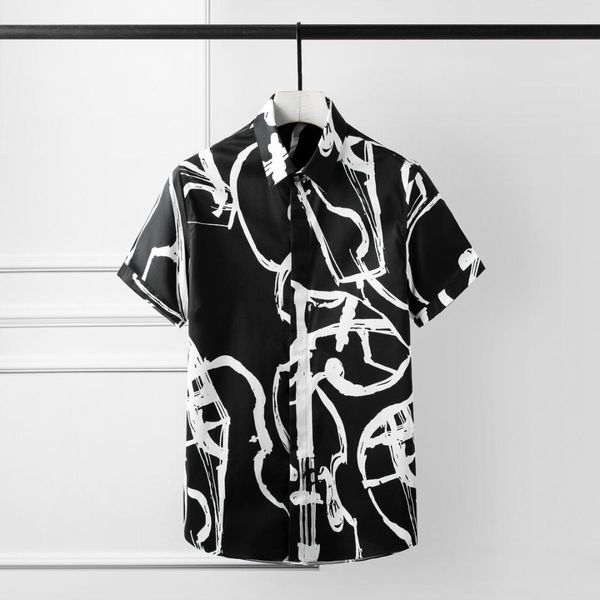 

minglu 100% cotton summer men shirts luxury digital printing short sleeve mens dress shirts plus size 4xl slim casual man, White;black