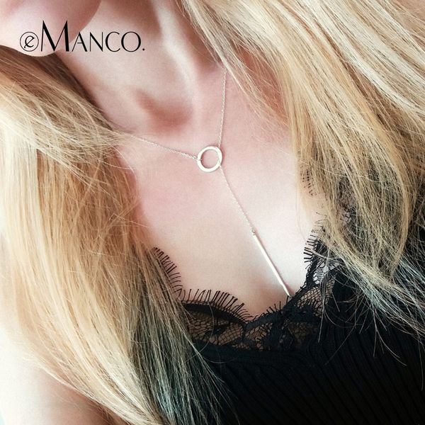

emanco 925 sterling silver long pendant stick simple necklace minimalist romantic stylish fine jewelry gifts for women dropship