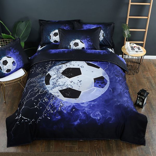 

3pcs/set soccer basketball duvet cover set 3d football printed single double home textile + pillowcase blanket