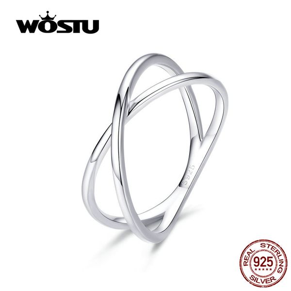 

wostu 100% real 925 stelring silver cross двухслойного finger rings классические 2019 новых колец для женщин ювелирных изделий подарка cqr54, Slivery;golden